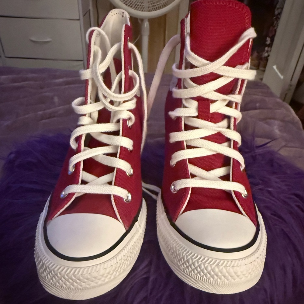Converse Red and White High-Top Sneakers